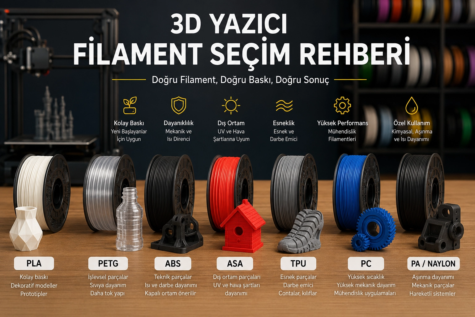 3D Yazıcı Filament Seçim Rehberi