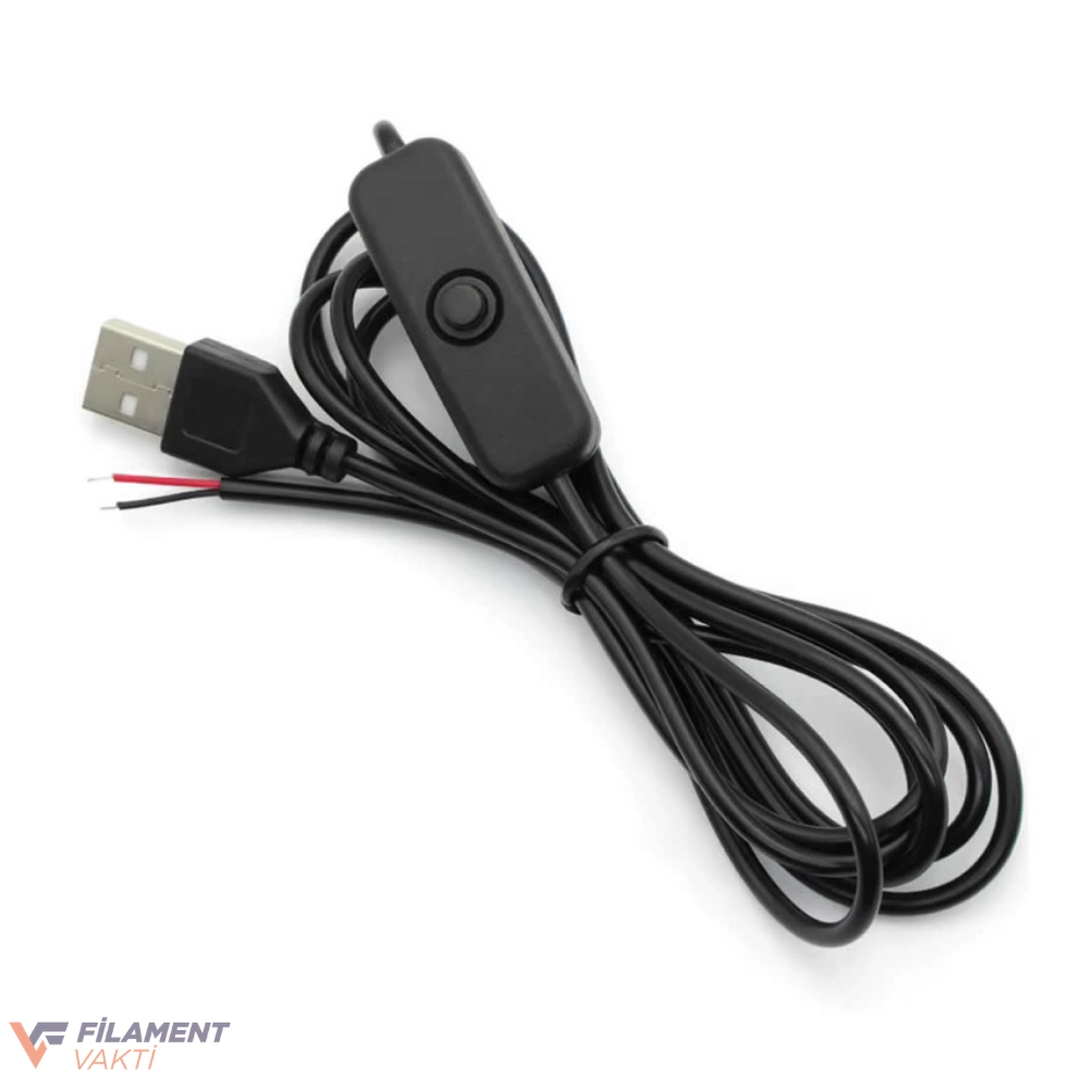 Anahtarlı USB Kablo 1 Metre | Siyah
