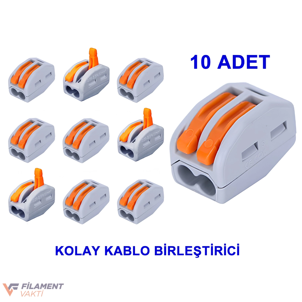 10 Adet 2’li Kolay Kablo Birleştirici | Mandallı Yaylı Klemens