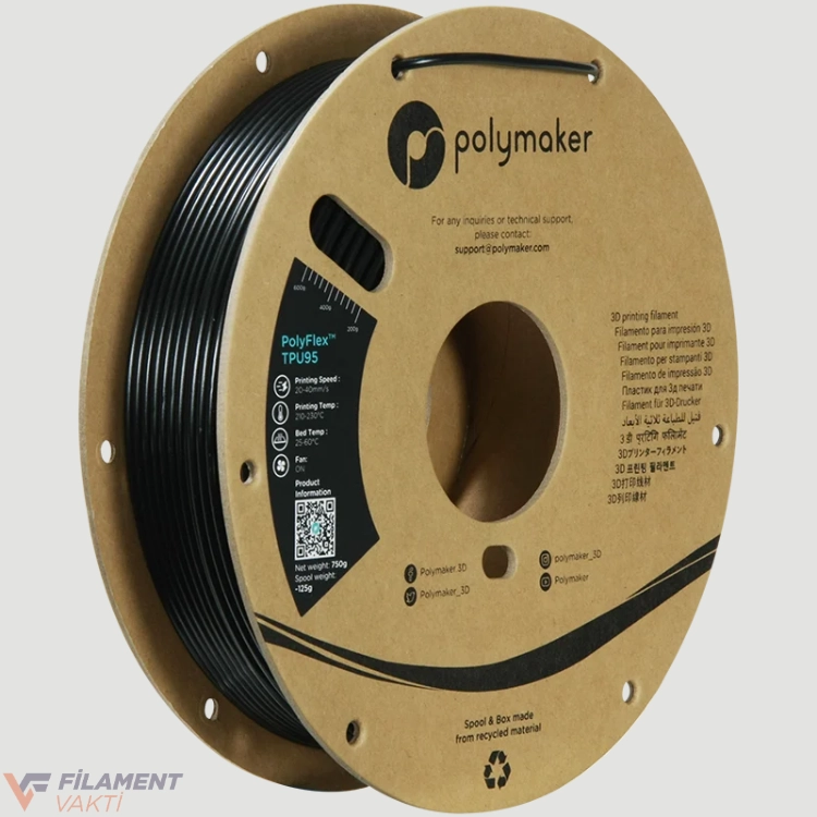 Polymaker PolyFlex TPU95 Filament - Siyah