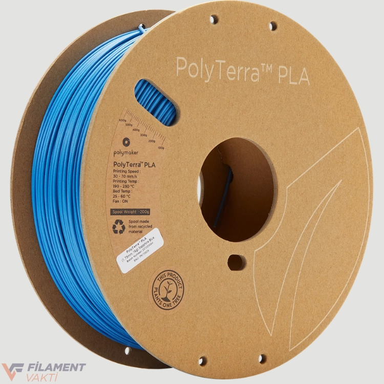 Polymaker PolyTerra Mat PLA Filament - Safir Mavi