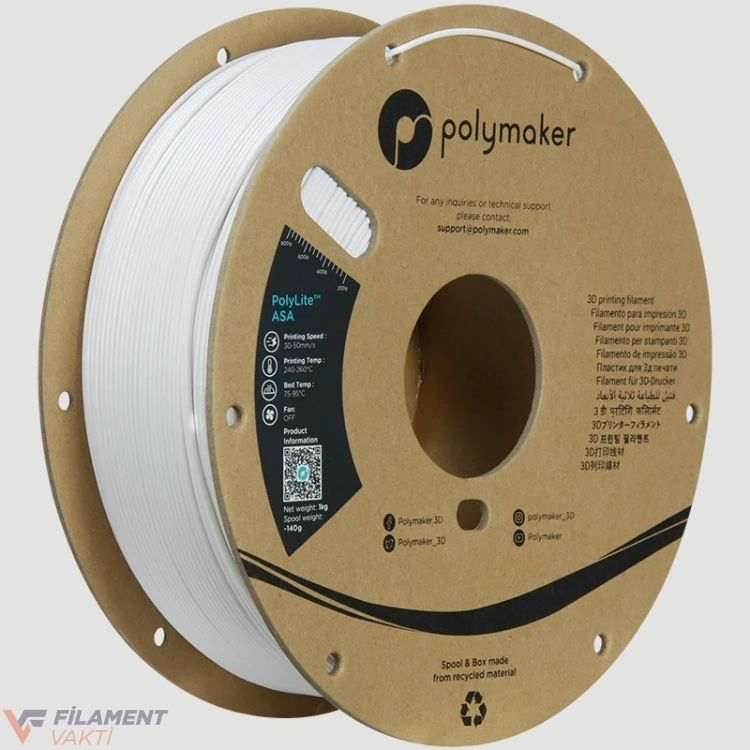 Polymaker PolyLite ASA Filament - Beyaz