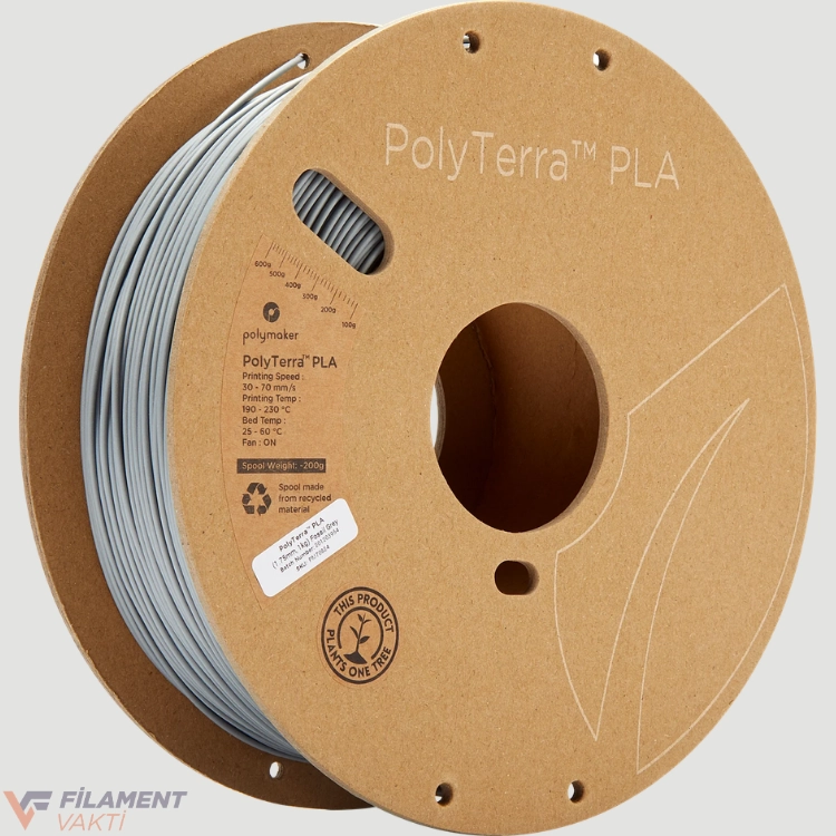 Polymaker PolyTerra Mat PLA Filament - Fosil Gri