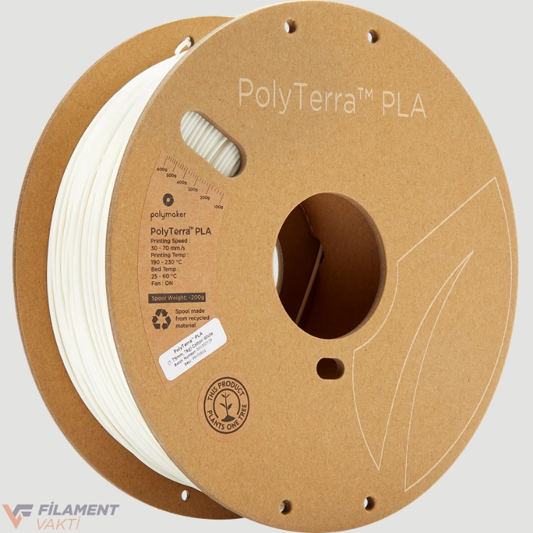 Polymaker PolyTerra Mat PLA Filament - Pamuk Beyaz