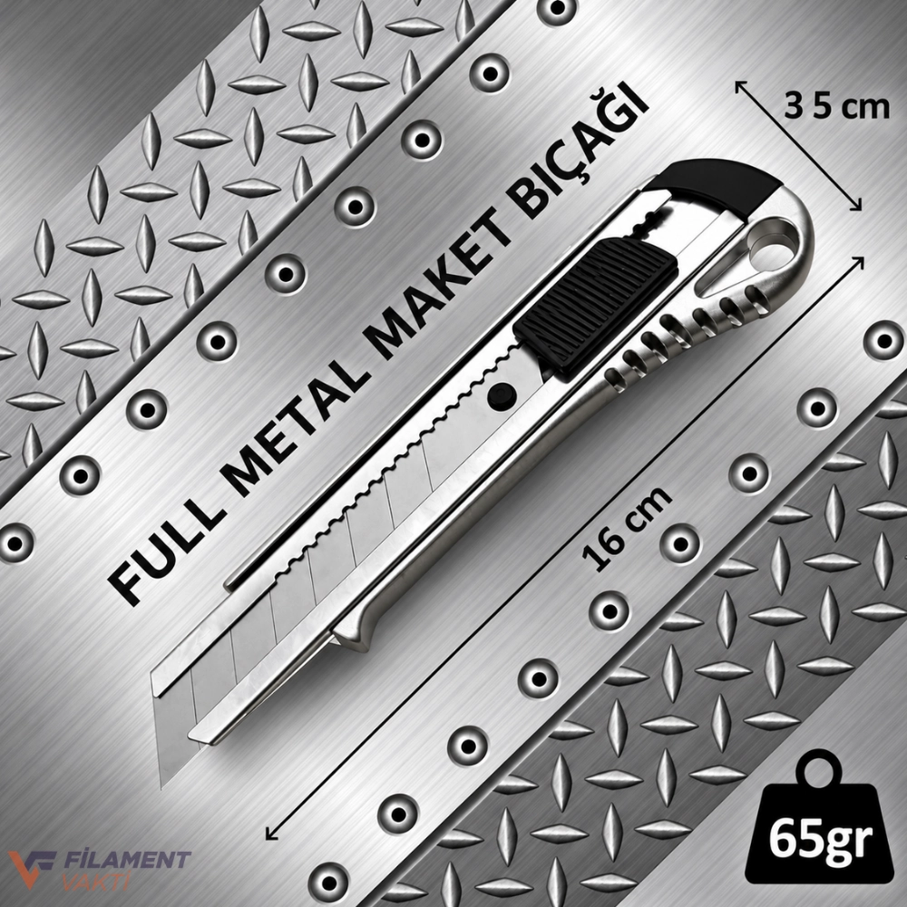 Metal Maket Bıçağı 18mm | Falçata Ayarlı Tam Metal Gövde