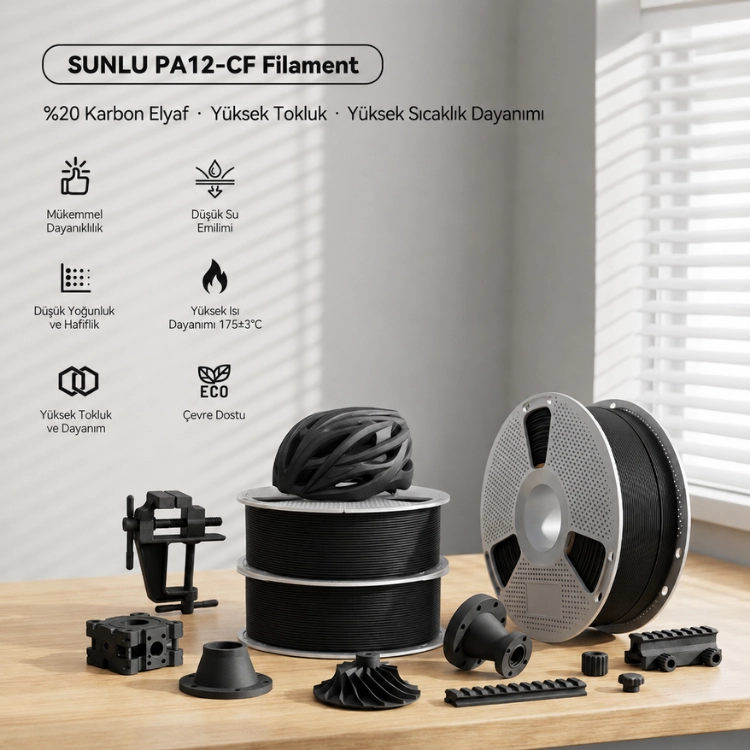 Sunlu PA12-CF Filament Siyah