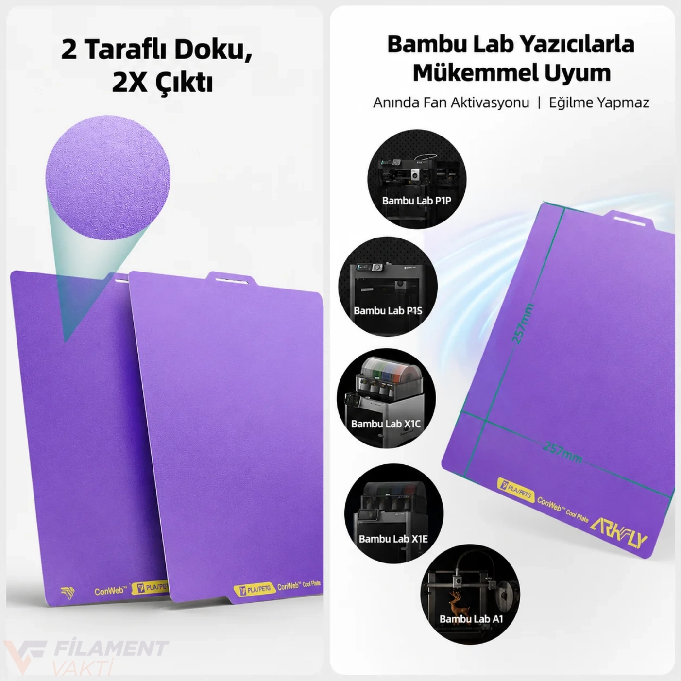  Bambu Lab H2C/A2L Çift Taraflı Cool Plate Baskı Tablası 330×320 mm
