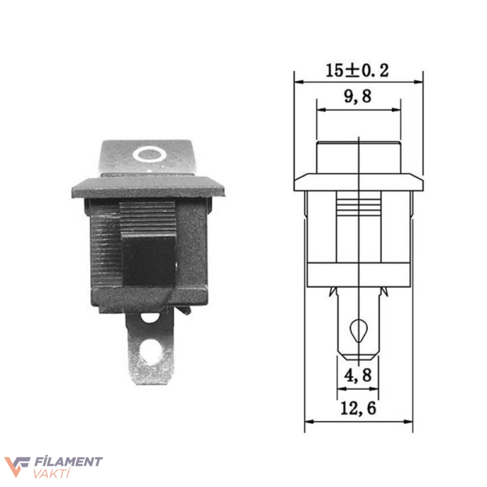 2 Pin Anahtar KCD1 | Mini Rocker Aç Kapa Anahtar