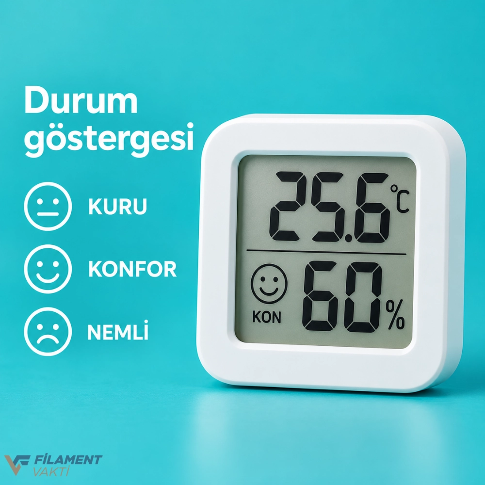 Sıcaklık Nem Ölçer 45mm | Mini Dijital Higrometre