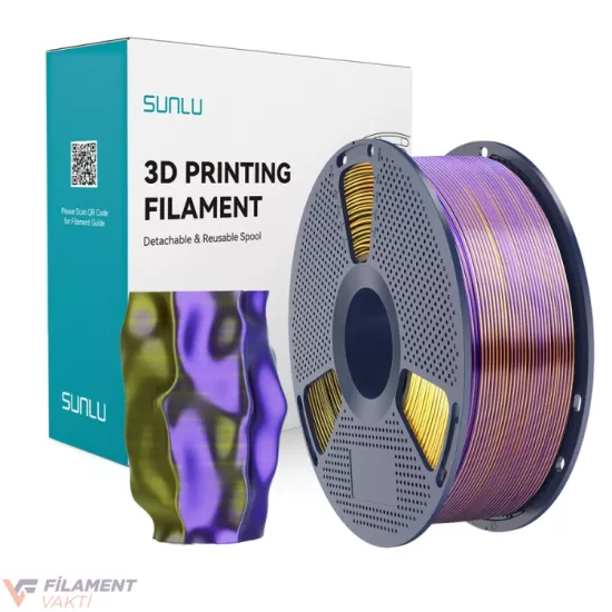 Sunlu Silk PLA+ 3 Renk Siyah – Altın – Mor Filament